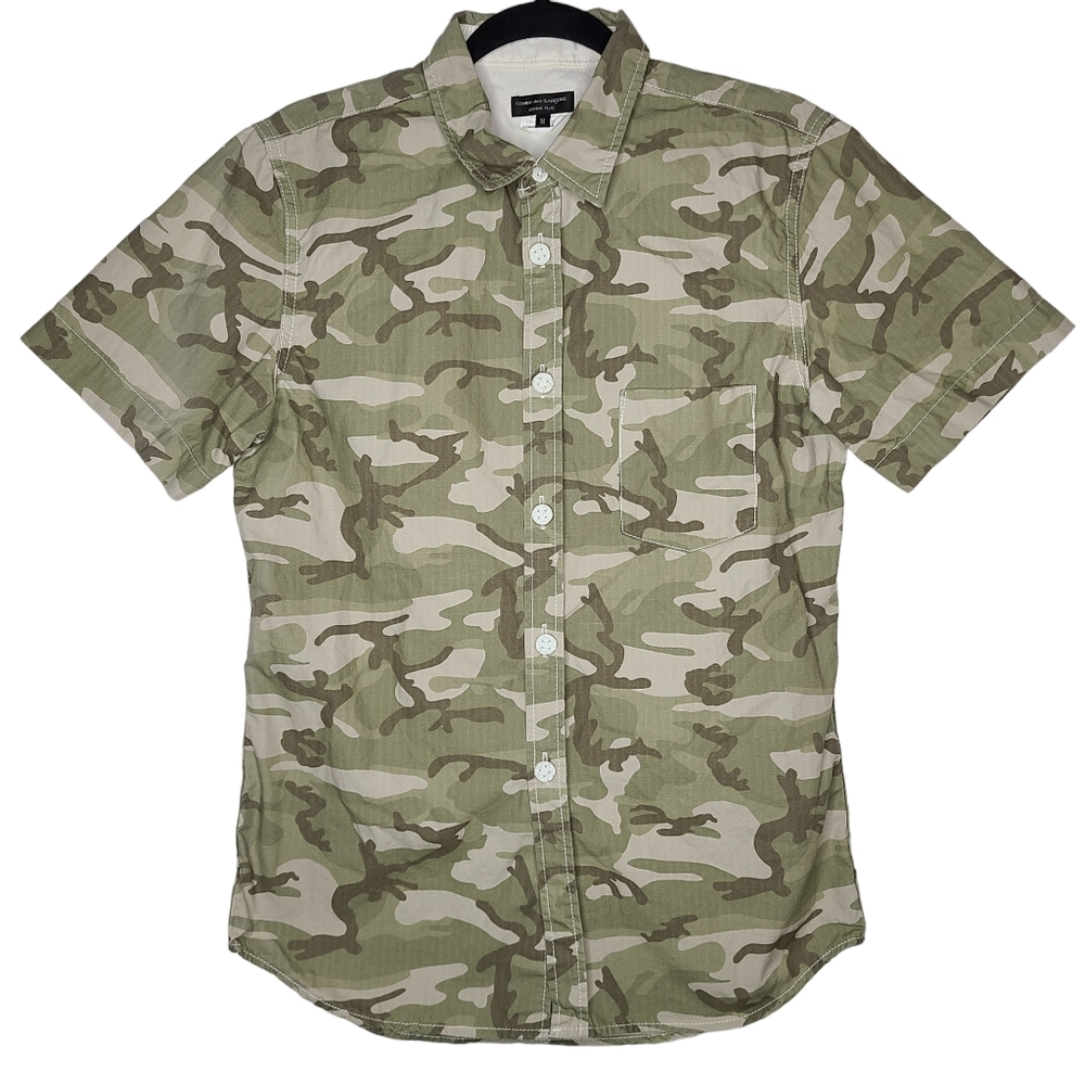 Comme Des Garcons Homme Plus Short Sleeve Button Front Shirt Camo Medium